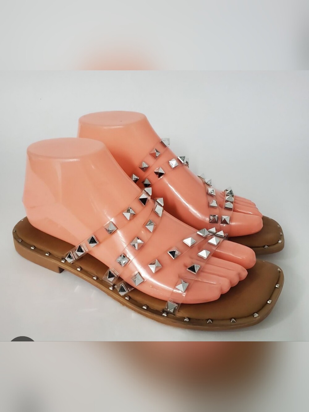 Nicole MILLER SILVER STUDDED SANDAL.  SZ 8. New